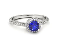 Pierścionek z szafirem białe złoto z brylantami gold 14k - p16572bszc- 2
