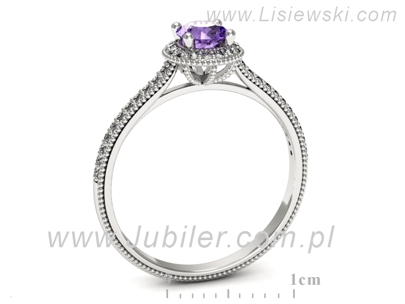 Pierścionek z tanzanitem białe złoto z brylantami - p16572bt — zdjęcie 3