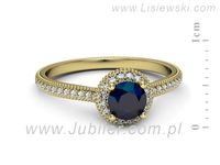 Pierścionek z szafirem i brylantami w żółtym złocie - p16572zsz- 2