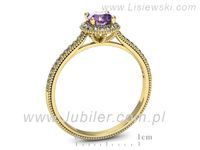 Pierścionek z tanzanitem i brylantami z żółtego złota - p16572zt- 3