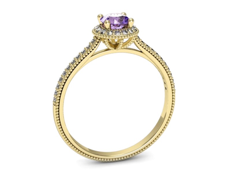 Pierścionek z tanzanitem i brylantami żółte złoto - p16572zt — zdjęcie 3