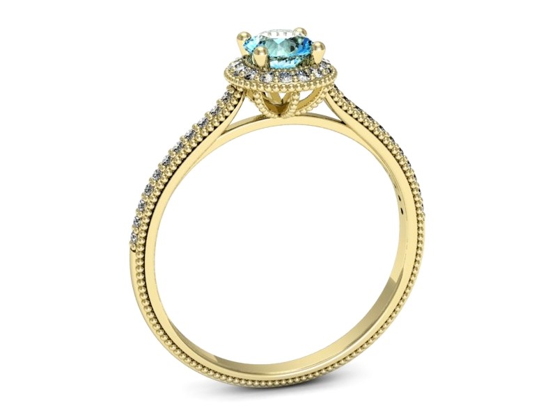 Pierścionek z topazem i brylantami żółte złoto - p16572ztp — zdjęcie 3