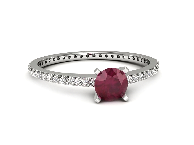 Pierścionek z rubinem i brylantami białe złoto - p16574br — zdjęcie 2