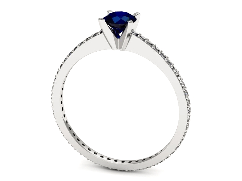 Pierścionek z szafirem i brylantami białe złoto - p16574bsz — zdjęcie 3