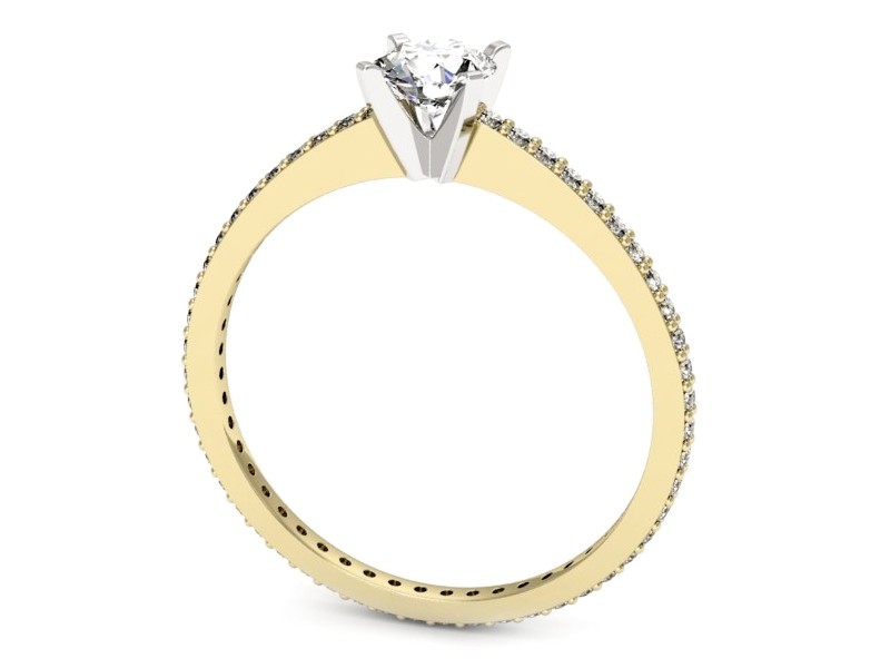 Pierścionek z diamentami żółte i białe złoto - p16574zb — zdjęcie 3