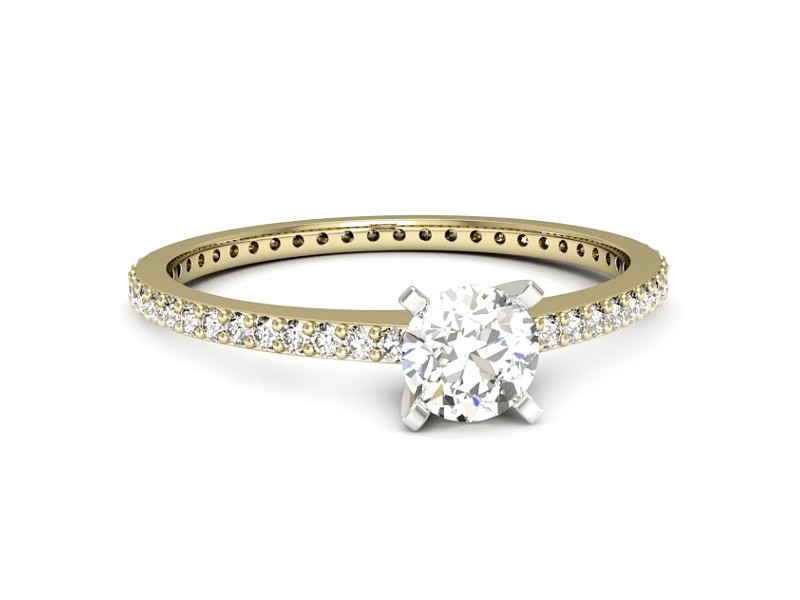 Pierścionek z diamentami żółte i białe złoto - p16574zb — zdjęcie 2