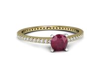 Pierścionek z rubinem i diamentami w białym i żółtym złocie - p16574zbr- 2