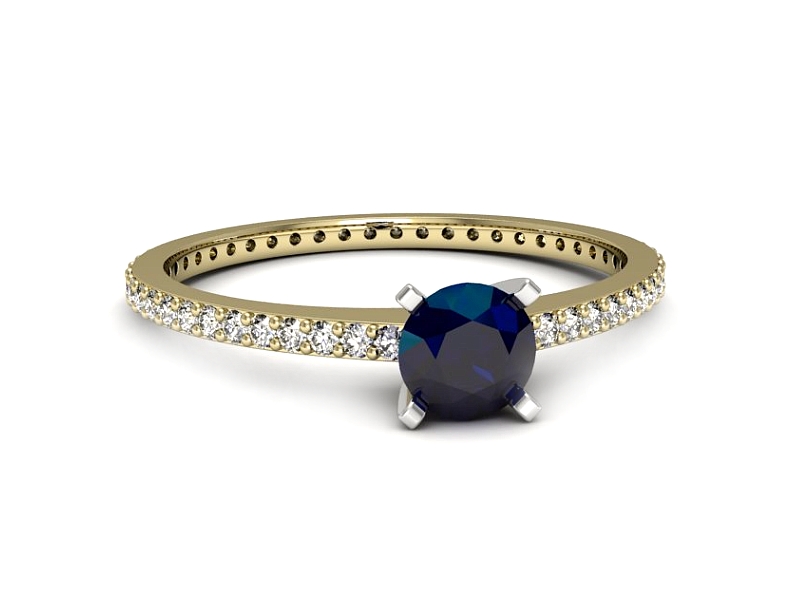 Pierścionek z szafirami i diamentami - p16574zbsz — zdjęcie 2