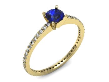 Złoty pierścionek z szafirem i diamentami - p16574zszc - 1