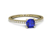 Złoty pierścionek z szafirem i diamentami - p16574zszc - 2