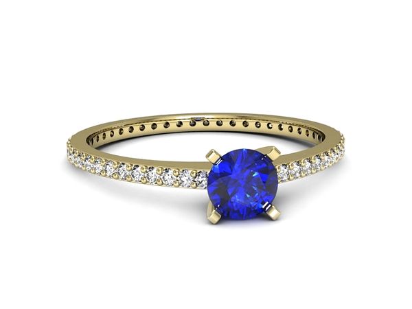 Złoty pierścionek z szafirem i diamentami - p16574zszc