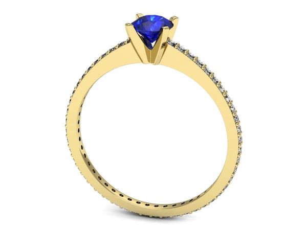 Złoty pierścionek z szafirem i diamentami - p16574zszc