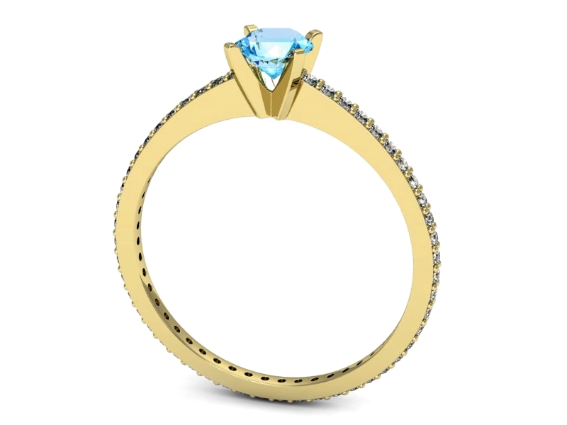 Pierścionek z topazem i brylantami żółte złoto - p16574ztp — zdjęcie 3
