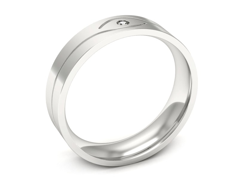 Obrączka z brylantem białe złoto - p16575b — zdjęcie 3