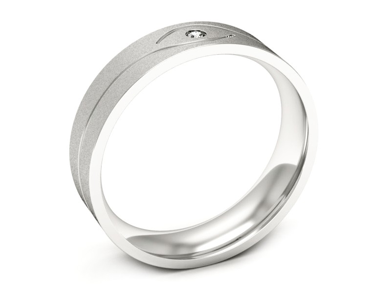 Obrączka z brylantem białe złoto - p16575bms — zdjęcie 3