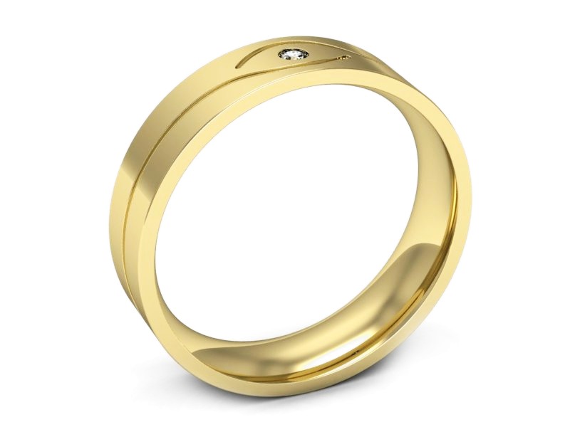 Obrączka z brylantem żółte złoto - p16575z — zdjęcie 3