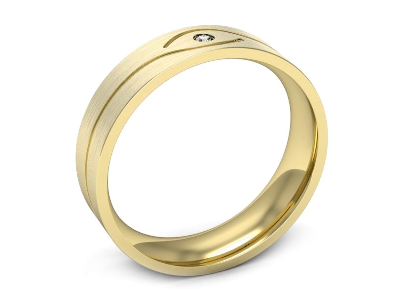 Obrączka z brylantem żółte złoto - p16575zmp — zdjęcie 3