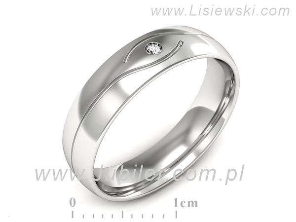 Obrączka z brylantem białe złoto próba 585 - p16576b- 1