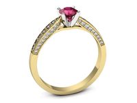 Pierścionek z rubinem i diamentami w żółtym i białym złocie - p16580zbr- 3