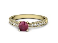Złoty pierścionek z rubinem i brylantami złoto proba 585 - p16580zr- 2