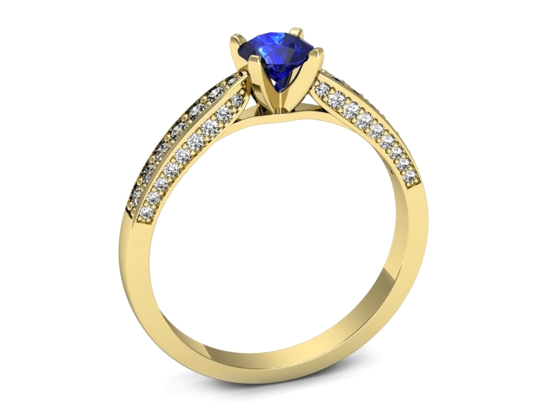 Złoty pierścionek z szafirem i brylantami - p16580zszc — zdjęcie 3
