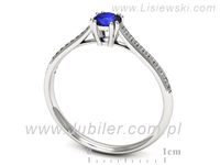 Pierścionek z szafirem i brylantami z białego złota 585 - p16581bszc- 3