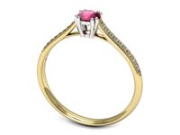 Pierścionek z rubinem i diamentami w żółtym i białym złocie - p16581zbr- 3