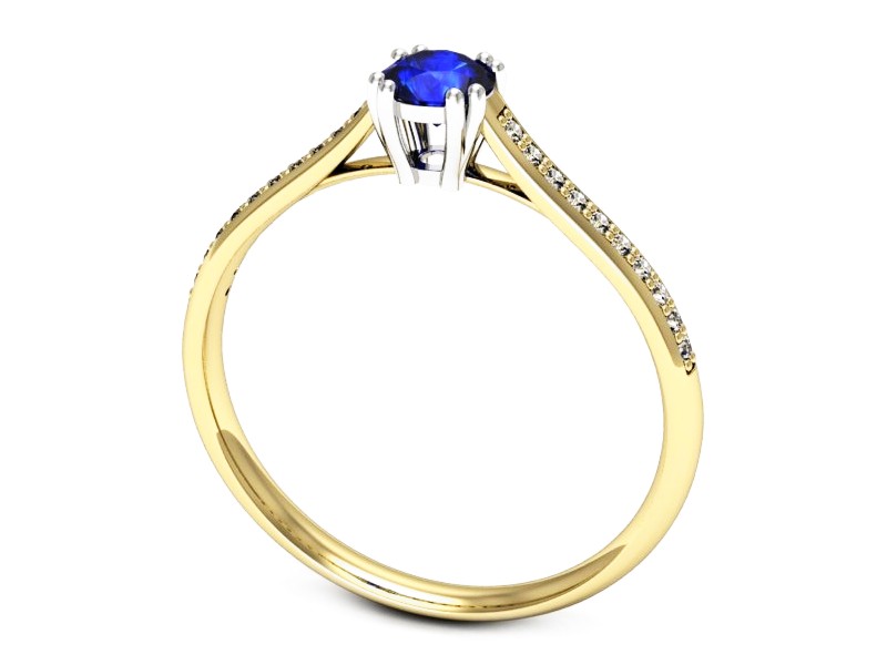Pierścionek zaręczynowy z szafirem i brylantem - p16581zbszc — zdjęcie 3
