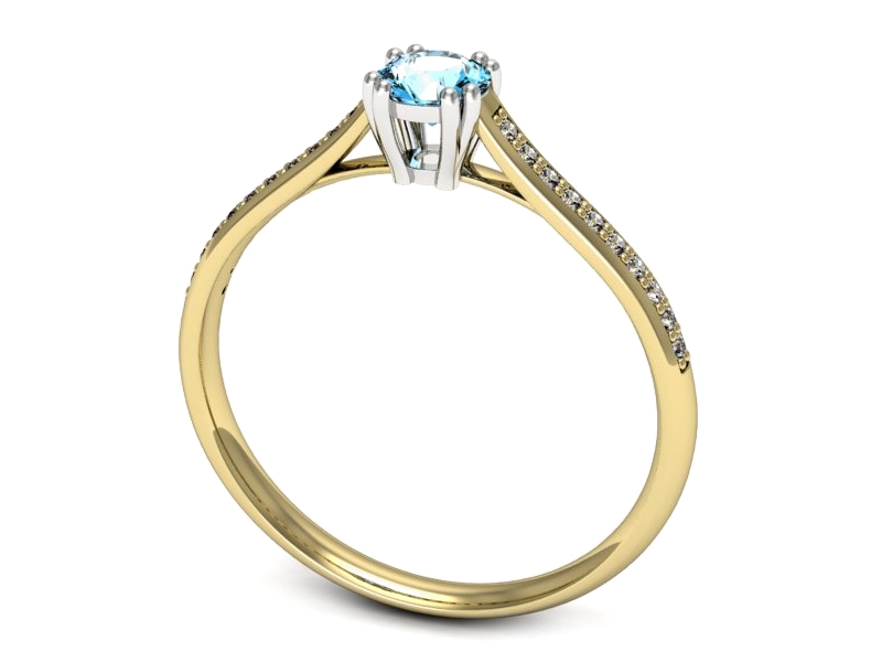 Złoty pierścionek z topazem i brylantami - p16581zbtp — zdjęcie 3