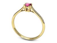 Złoty pierścionek z rubinem i brylantami złoto proba 585 - p16581zr- 3