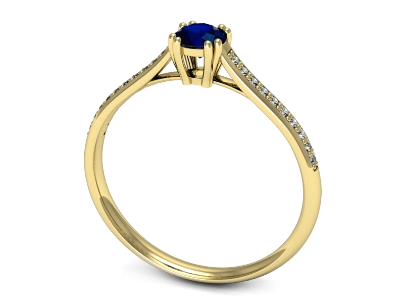 Złoty pierścionek z szafirem i brylantami - p16581zsz — zdjęcie 3