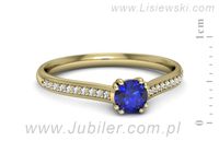 Złoty Pierścionek z szafirem i brylantami w złocie - p16581zszc- 2