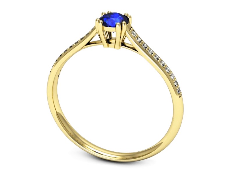 Złoty pierścionek z szafirem i brylantami - p16581zszc — zdjęcie 3