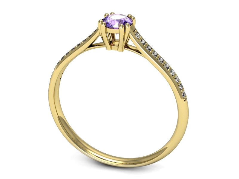 Pierścionek z tanzanitem i brylantami żółte złoto - p16581zt — zdjęcie 3