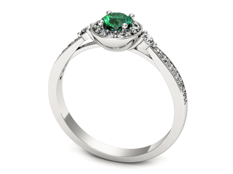 Złoty pierścionek ze szmaragdem i brylantami - p16582bsm — zdjęcie 3