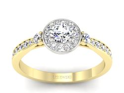 Pierścionek z diamentami żółte i białe złoto - p16582zb