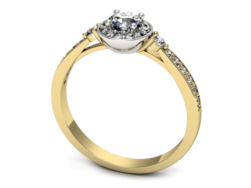 Pierścionek z diamentami żółte i białe złoto - p16582zb — zdjęcie 3