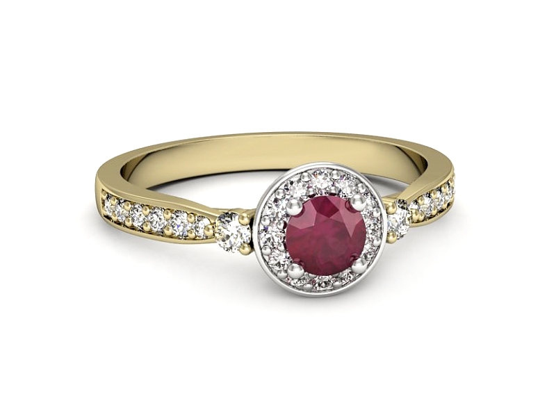 Pierścionek z rubinem i brylantami - p16582zbr — zdjęcie 2