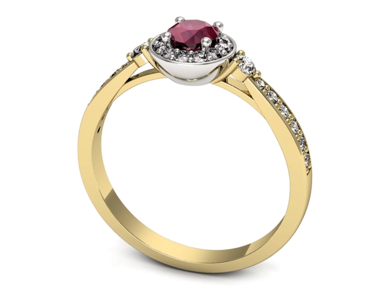 Pierścionek z rubinem i brylantami - p16582zbr — zdjęcie 3