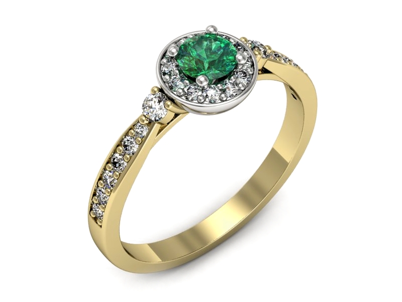 Złoty pierścionek ze szmaragdem i brylantami - p16582zbsm