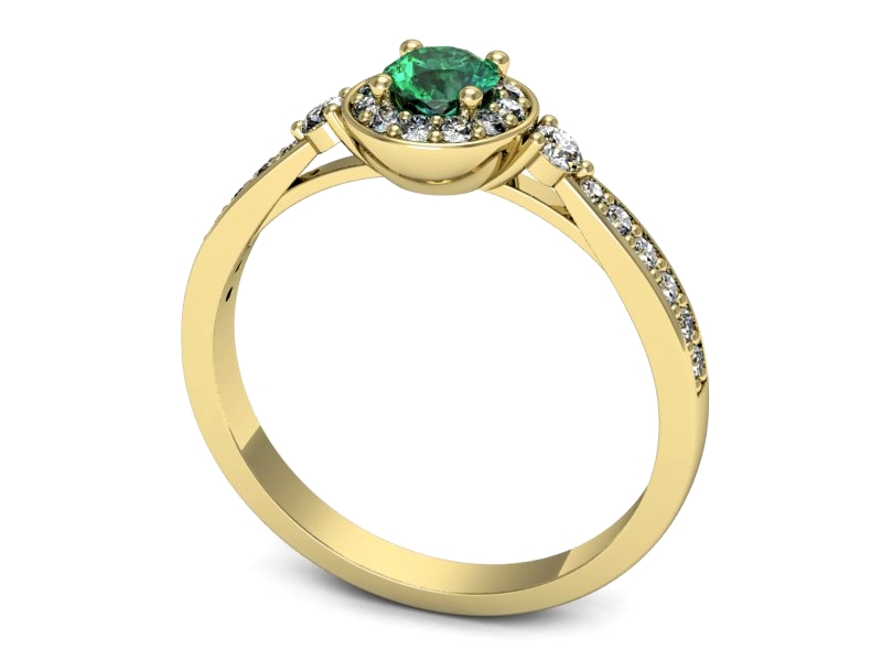 Złoty pierścionek ze szmaragdem i diamentami - p16582zsm — zdjęcie 3