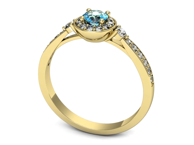 Pierścionek z topazem i brylantami żółte złoto - p16582ztp — zdjęcie 3