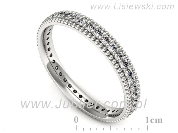Pierscionek Obrączka z brylantami białe złoto próba 585 - p16583b- 1