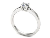 Pierścionek z diamentem i brylantami białe złoto próba 585 - p16584b- 3