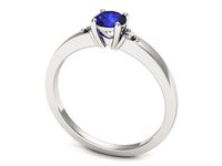 Pierścionek z szafirem i brylantami z białego złota 585 - p16584bszc- 3