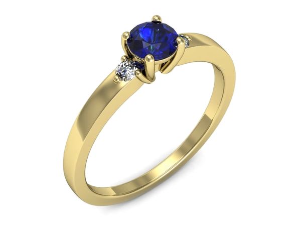 Złoty pierścionek z szafirem i diamentami złoto proba 585 - p16584zszc- 1