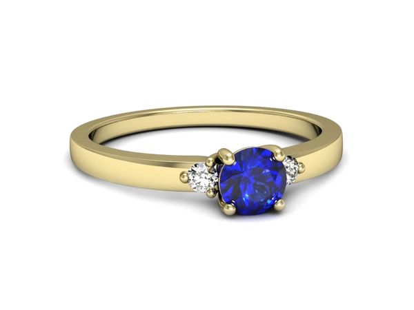 Złoty pierścionek z szafirem i diamentami - p16584zszc