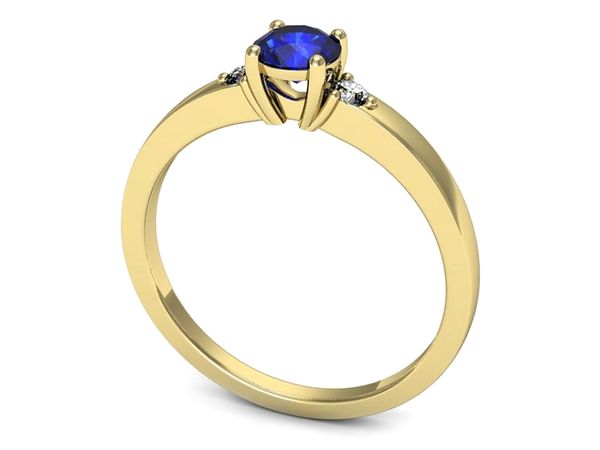 Złoty pierścionek z szafirem i diamentami - p16584zszc