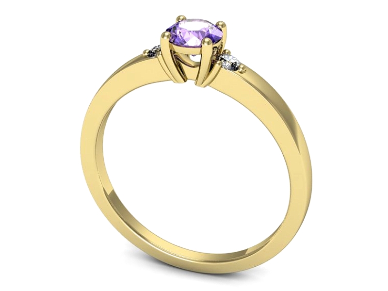 Pierścionek z tanzanitem i brylantami żółte złoto - p16584zt — zdjęcie 3