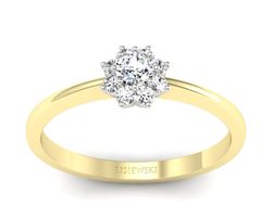 Pierścionek z diamentami żółte i białe złoto - p16586zb